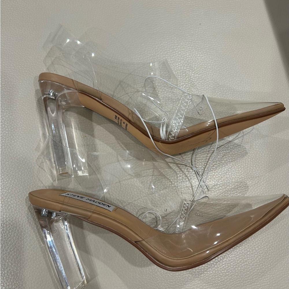 ⬇️ PRICE ⬇️ STEVE MADDEN • Clear Sling Back Heels • 7 M - Picture 8 of 9